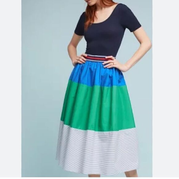 Maeve colorblocked poplin skirt - Picture 4 of 7